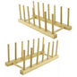 Set of 2 Wooden Dish Racks Glasses Plates Organizer 6 Slots Dish Drainer