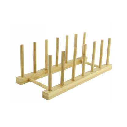 Tellerhalter aus Holz, Gläserständer, Teller-Organizer, 6 Fächer, Abtropfgestell