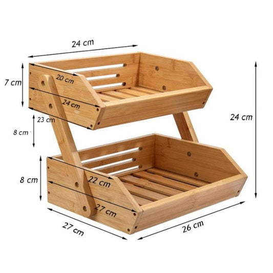 Scaffale In Legno 2 Livelli Multiuso Per Cucina Portaoggeti Cesto Per Frutta