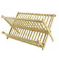 Foldable Wooden Dish Drainer for Plates, Glasses, and Lower Storage Rack