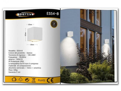 LED-Außenwandleuchte Gartenlampe GU10 Fassung Wandstrahler IP65/WEISS