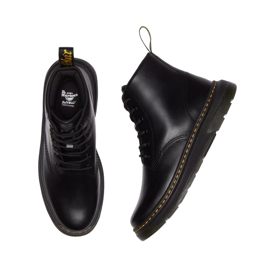 Dr. Martens Crewson Chukka Stivale Nero - Pelle Pull Up Leggero Uomoo