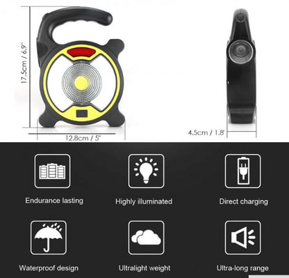 Faro Lampada Portatile Led Cob Ricaricabile Batteria Esterno Da Lavoro Campeggio