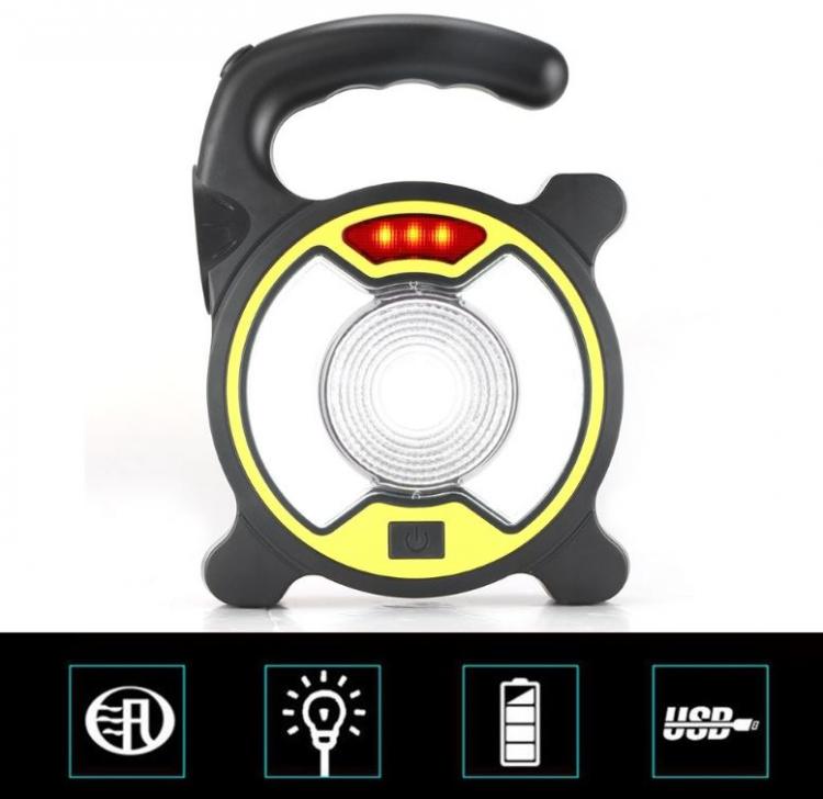 Faro Lampada Portatile Led Cob Ricaricabile Batteria Esterno Da Lavoro Campeggio