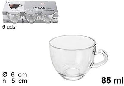 Kaffeeservice 6 Tassen transparente Keramik 6x7cm für Bar/Frühstück