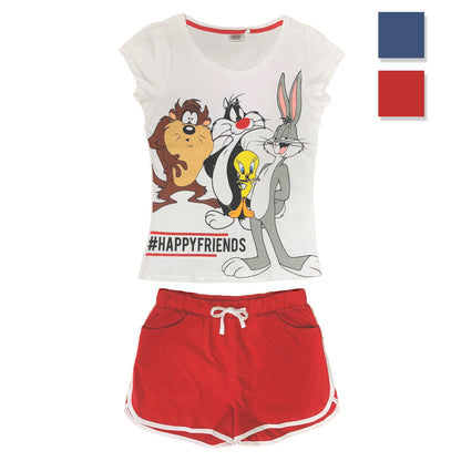 Women's Looney Tunes Short Pyjamas T-shirt and Shorts in Cotton 3235