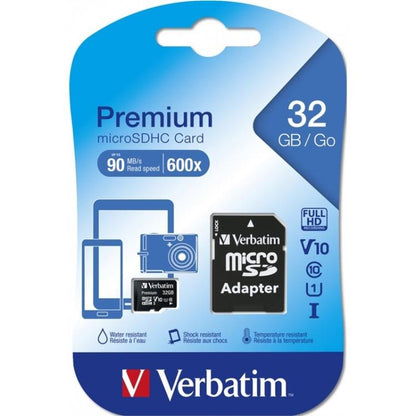 Verbatim Premium Micro-SDHC-Karte 32 GB Micro-SD-Speicher/Adapter V10 Klasse 10