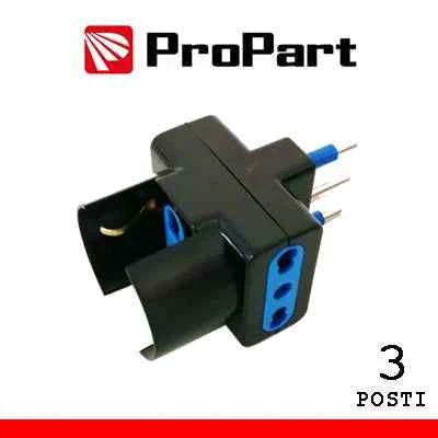 Adattatore triplo 3pos bipasso/schuko spina16A polybag nero