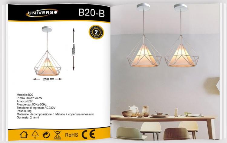 Designer-Kronleuchter modern Metallstruktur weiß Stoff E27 | B20-B