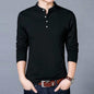 Men's long-sleeved T-shirt, men's long-sleeved T-shirt, Mandarin style T-shirt