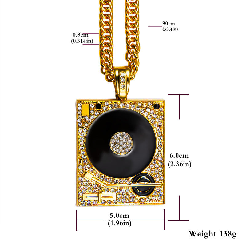 Collana DJ con grammofono effetto diamante
