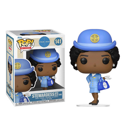 Funko Pop Icons Pan Am 141 Stewardess mit blauer Tasche Vinyl Figur Flugbegleiterin