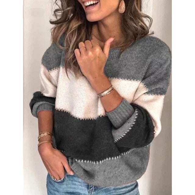 Maglione autunnale per donna a girocollo, Pullover