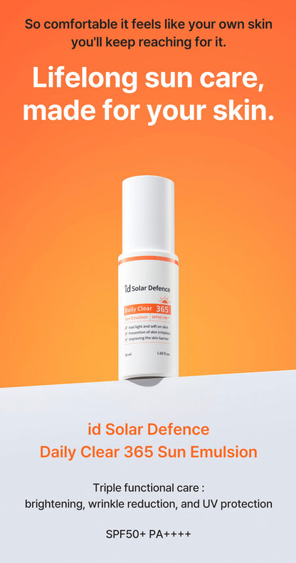 idPLACOSMETICS SOLAR DEFENCE DAILY CLEAR 365 SUN EMULSION SPF50+/ PA++++