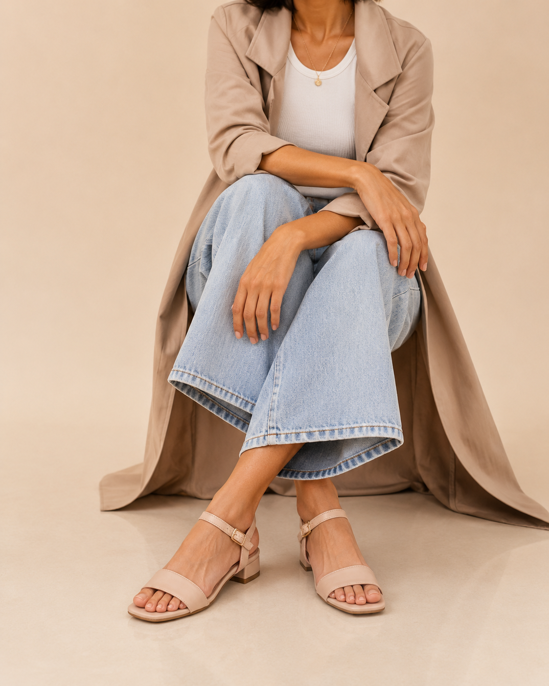 Morablu 3717 Sol Soft Nude Sandalo Basso Tacco 10