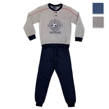 Pigiama serafino invernale maniche lunghe cotone Navigare lungo bambino 3802