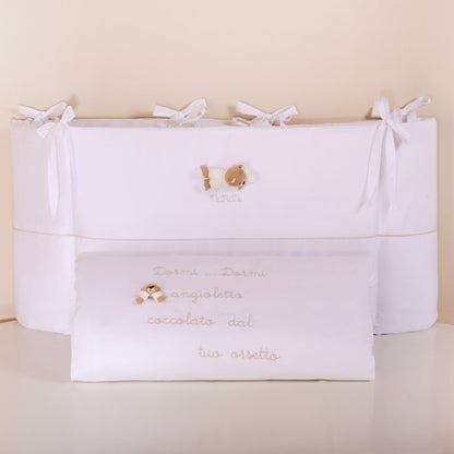 Set Piumone e Paracolpi 4 pezzi per Lettino Ovale Bianco