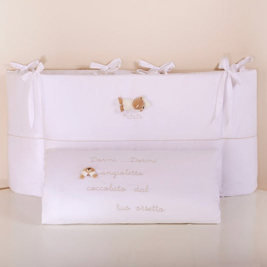Piumonen- und Nestchen-Set, 4-teilig, für ovales Babybett, weiß