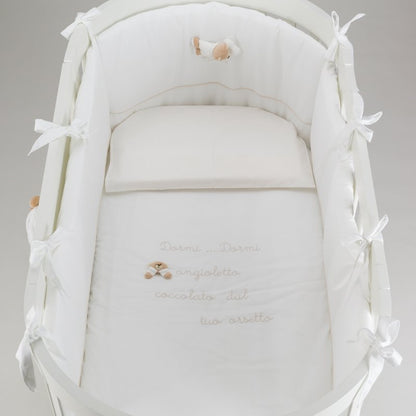 Set Piumone e Paracolpi 4 pezzi per Lettino Ovale Bianco