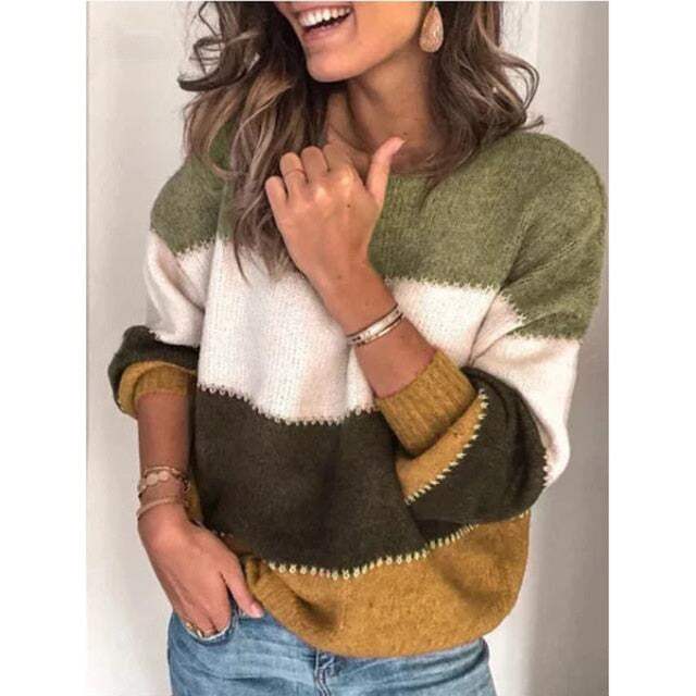 Maglione autunnale per donna a girocollo, Pullover