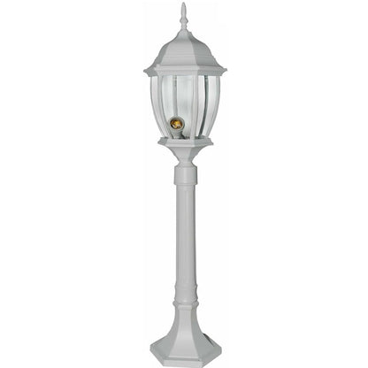 Lampione Da Giardino Terra 87Cm Lanterna Vetro E27 Luce Esterno Alluminio Grigio