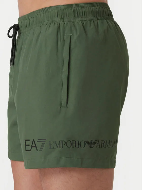 EA7 Emporio Armani Costume Boxer Active Uomo Verde Nero - 7M00200 AF13049 M7185