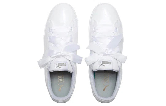 Puma scarpa sneakers con zeppa da donna Vikky Platform Ribbon 366419 02 bianco