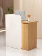Small and modern checkout counter Equipped with LED lights Lockable drawers to ensure the safety of valuables Ideal for shops, beauty salons and hairdressers. White color 95*45*100/140