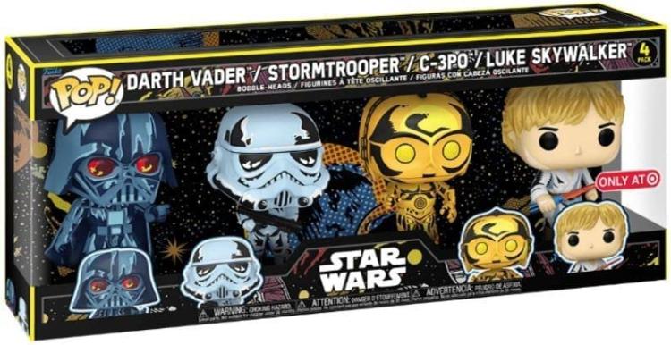 Funko Pop! Star Wars – Darth Vader – Stormtrooper – C-3PO – Luke Skywalker 4er-Pack
