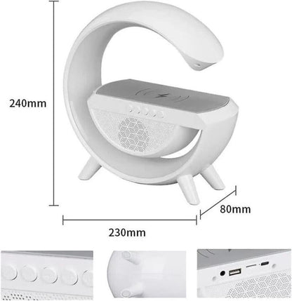 Lampada Rgb E Ricarica Wireless Smartphone Radio Speaker Bluetooth Ricaricabile