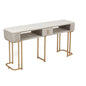 Simple and Elegant Manicure Table with Marble Top and Metal Frame - Single Size 100x40x78 cm Double Size 160x40x78 cm