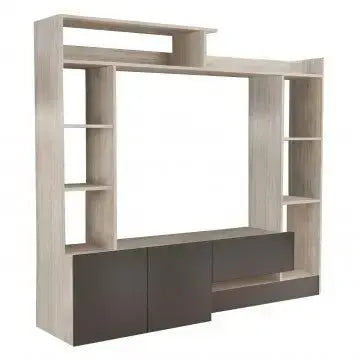 Wohnzimmer-Eingangswand Kiefer Hell und Grau - Abmessungen: 180 x 28/40 x 165 cm (H)