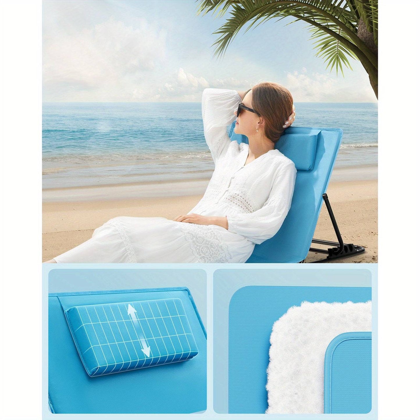SONGMICS Klappliege Strandliege Liegestuhl 158x55cm Leicht Tragbar Camping Garten Pool