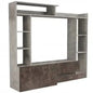Living Room Wall Unit Entry Concrete Grey and Dark Grey: Wood, 180x28/40x165 cm