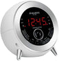 Majestic LED Bluetooth Alarm Clock USB Charge Aux-In Alarm Clock with Radio White