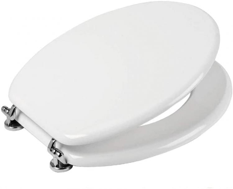 WC-SITZ UNIVERSAL EINFARBIG WEISS ROBUST SCHARNIERE EDELSTAHL WC BAD