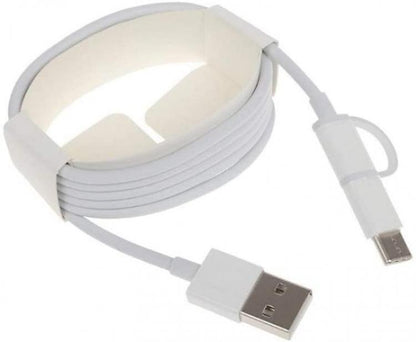 Xiaomi Mi 2 In 1 Cavo Combo Micro Usb Tipo C Ricarica Rapida Bianco Fast Charge