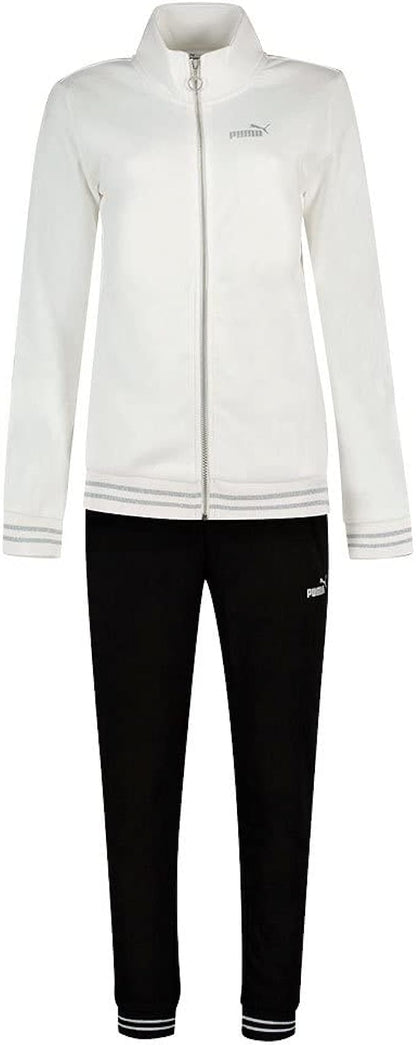 Puma tuta sportiva da donna con cerniera intera 847607-02 bianco nero