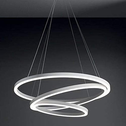 LED Hängeleuchte 48W Ringe Weiß Modern Wohnzimmer Warmweiß