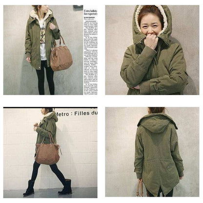 Cappotto invernale con cappuccio in cotone spesso caldo Giacca femminile Moda vintage lungo cappotto imbottito Street Outwear