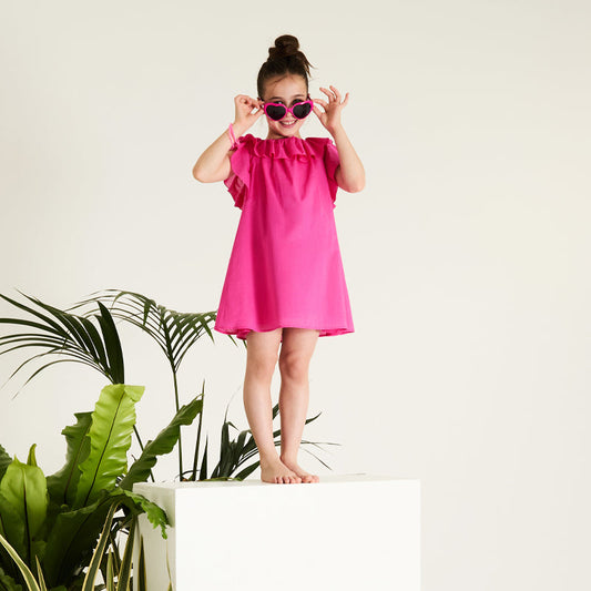 Abito fucsia con frappe