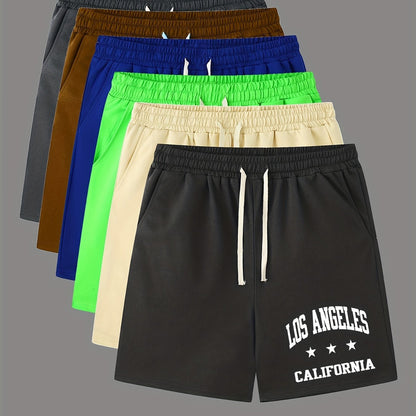 Pantaloncini Comodi Con Stampa Di Lettere, Pantaloncini Da Uomo Casual Leggermente Elasticizzati Con Coulisse In Vita Per Il Resort Estivo Sulla Spiaggia Di Pallacanestro