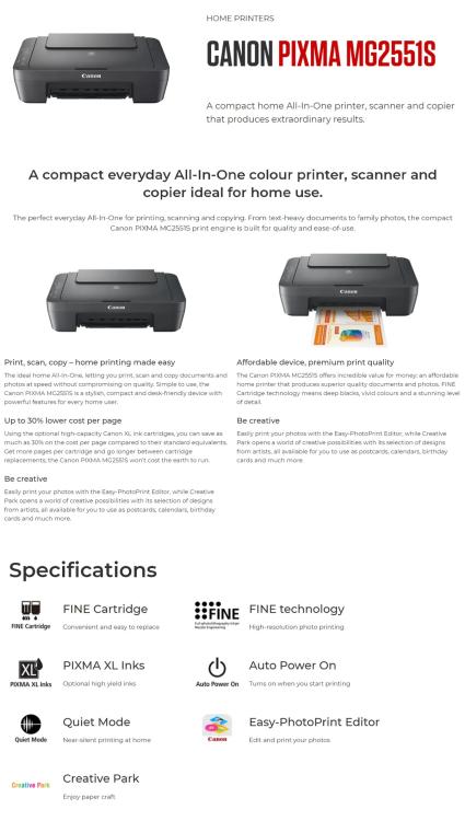 Canon Pixma MG2551S Multifunktions-Tintenstrahldrucker 3-in-1 Scanner