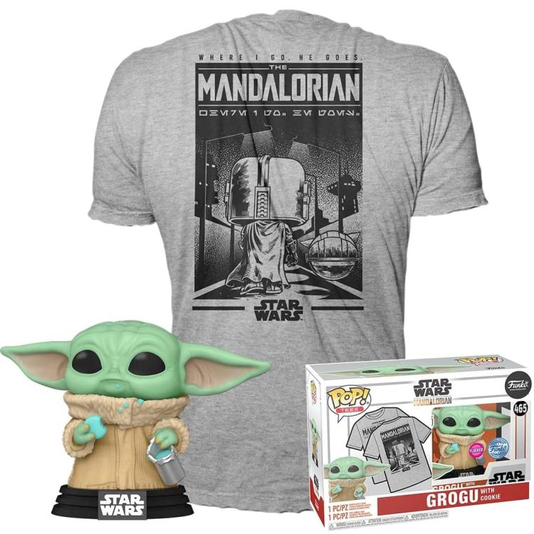Funko Pop ! & Tee Star Wars Mandalorian Grogu With Cookie (The Child, Baby Yoda)