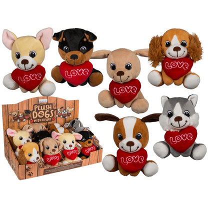 Peluche Cani Seduti Cuore San Valentino Love (Labrador) Plush Dogs Heart 14Cm