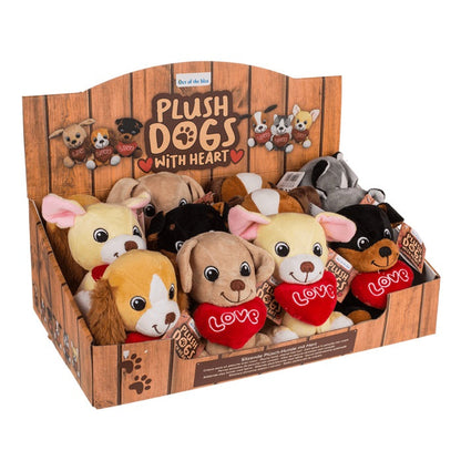 Plüschhund sitzend mit Herz (Beagle), 14 cm