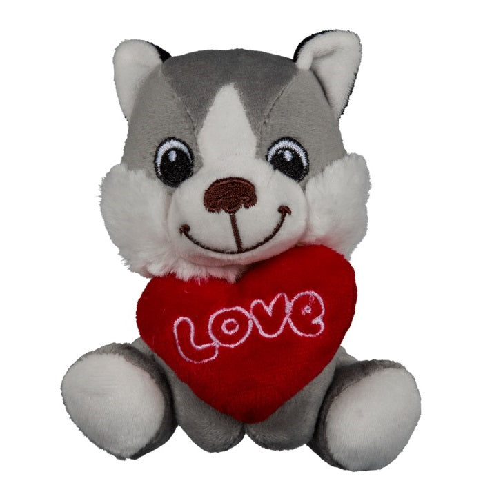 Peluche Cani Seduti Cuore San Valentino Love (Display 12 Cani) Plush Dogs 14Cm