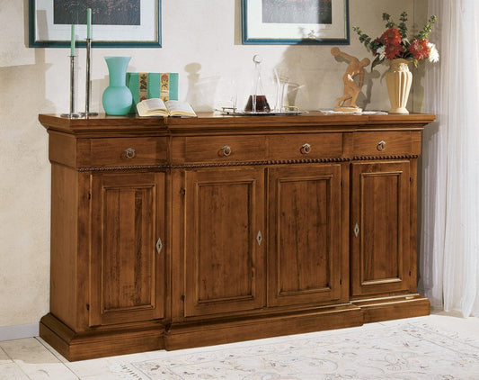 Sideboard mit 4 Türen und 4 Schubladen mit gedrechselten Säulen, NUSSFARBEN gebeizt
