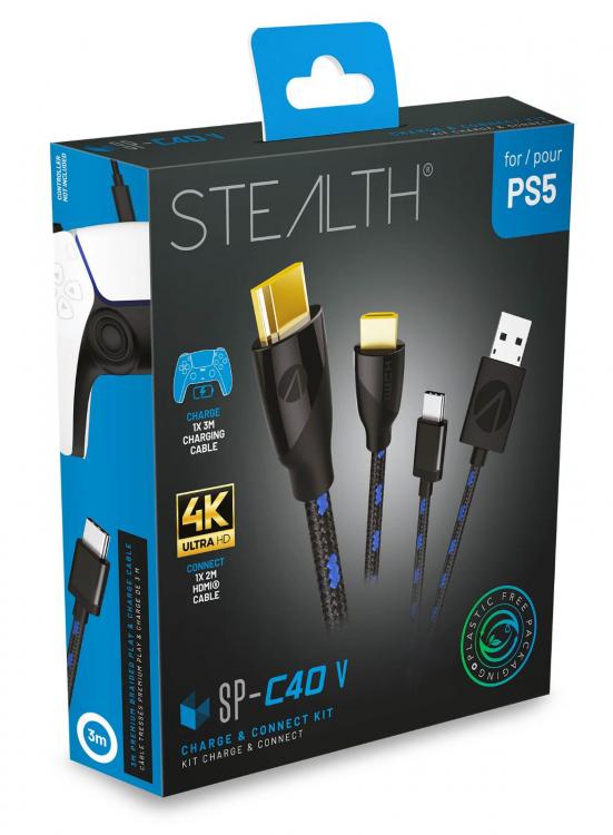 Kit Charge E Connect Stealth PS5 Controller-Ladekabel + HDMI 4K 2M Kabel