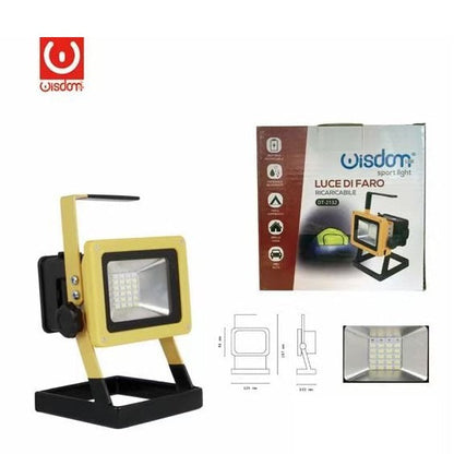 Faro Faretto Led Portatile 10W +2W Luce Lavoro Con Batteria Ricaricabile Lampada